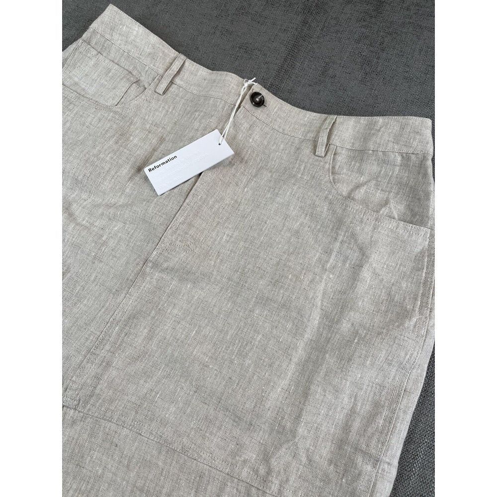*NWT* Reformation Skirt Women Beige Tazz Linen Maxi Skirt Front Slit Pocket - 12